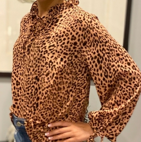 Tops - Silky Ruffled Mock Neck Ruffled Sleeve Top